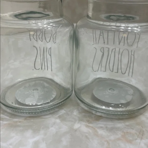Rae Dunn Set of 2 jars- Bobby pins and ponytail holder Glass - Picture 2 of 4